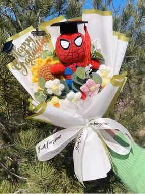 Handmade Spiderman Plush Graduation Bouquet